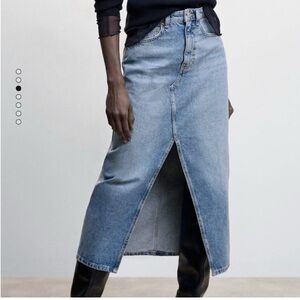 Mango Classic Blue Denim Skirt Size L